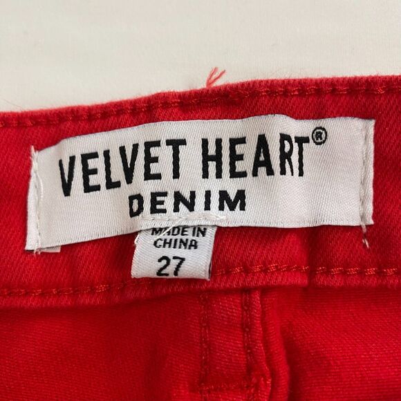 NWT Velvet Heart Francescas Hallie Red Black Velvet Racer‎ Stripe Jeans Size 27 - Picture 4 of 16